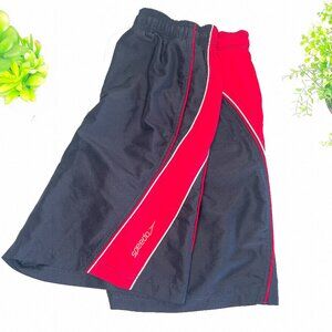 Speedo Mens Swim Shorts Size Medium Red Black Stretch Waist with inner lining